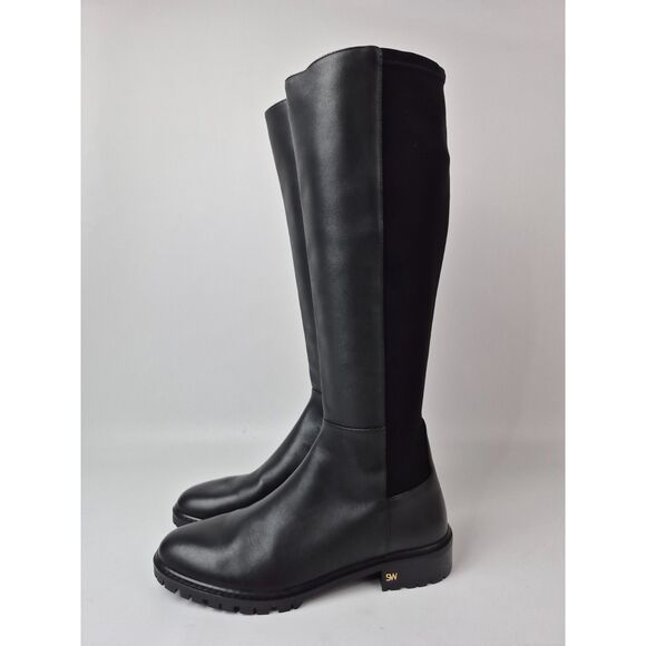 Stuart Weitzman Women's Black City Knee High Leather Boots Size 7.5 B SJ198 - Picture 2 of 7